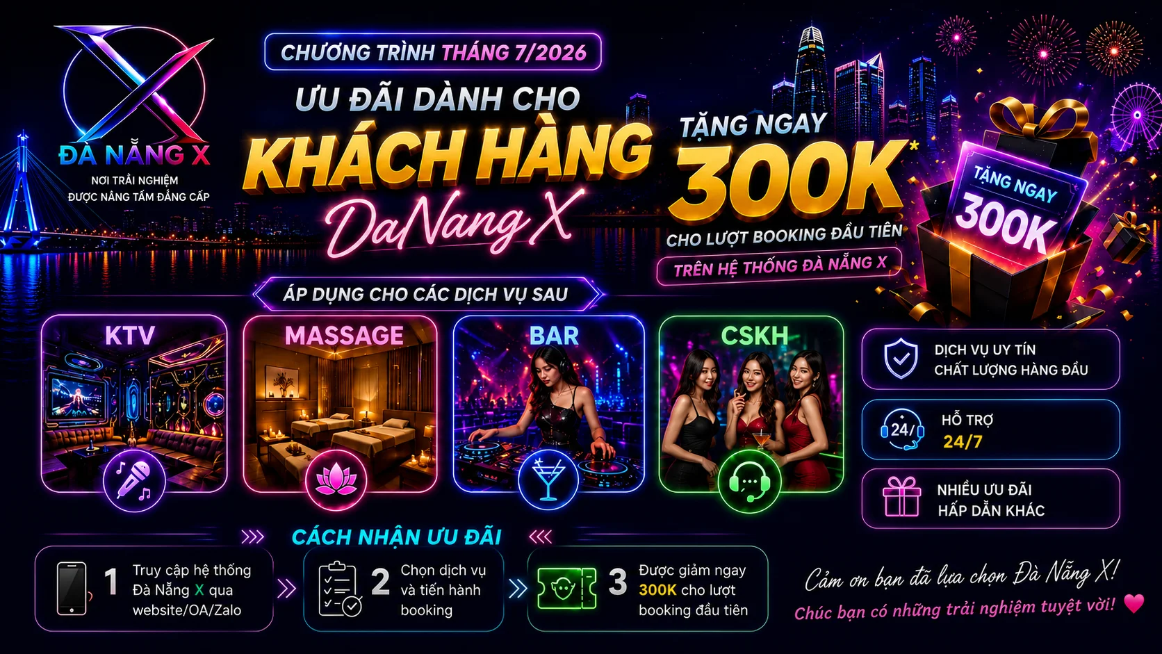 Ưu đãi tặng ngay 300K cho lượt booking đầu tiên trên Đà Nẵng X